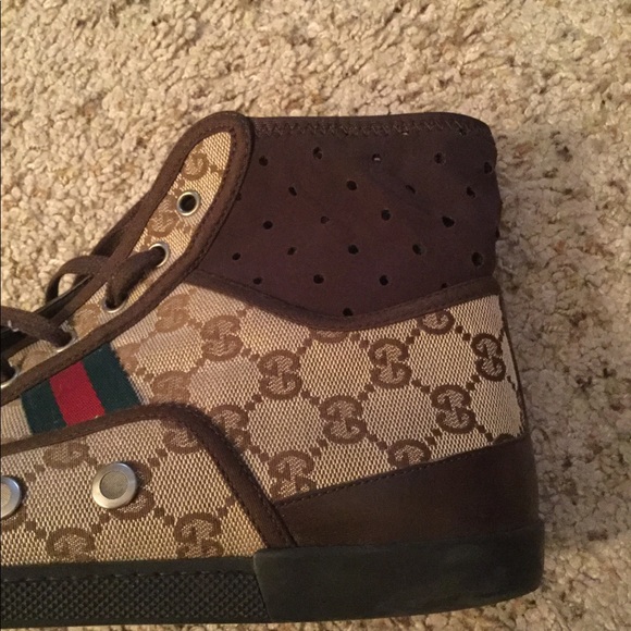 GUCCI GG GUCCISIMA WEB STRIPE HIGH TOP SNEAKERS - Picture 8 of 8